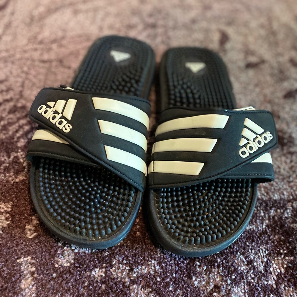 Adidas adissage slides velcro dark blue white 8